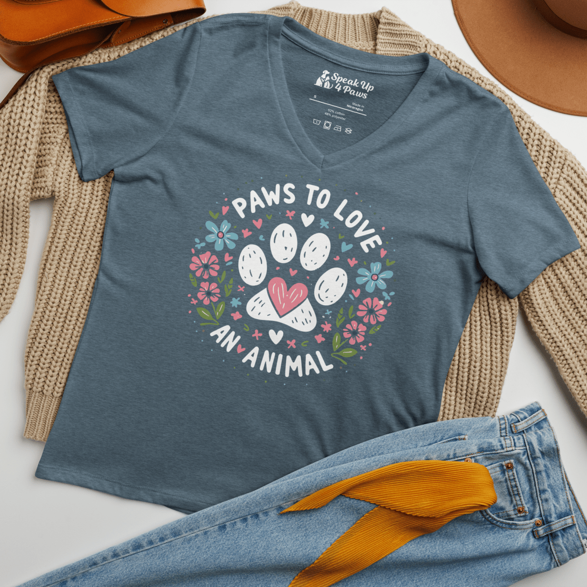 Circle of Pawsitivity - Women’s Relaxed V - Neck Tee - Speak Up 4 Paws
