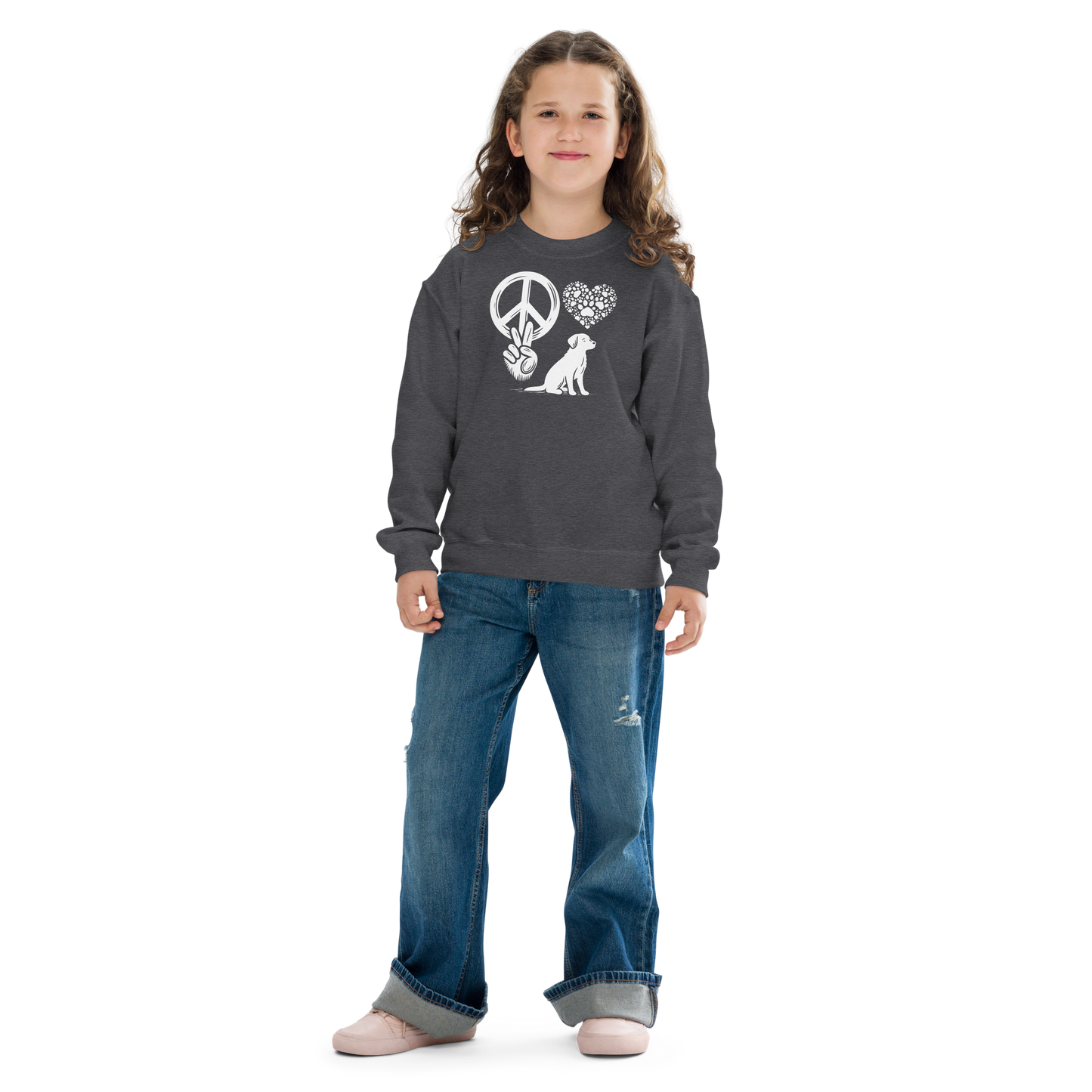 Harmony Unleashed - Peace-Love-Dog - Youth Sweatshirt