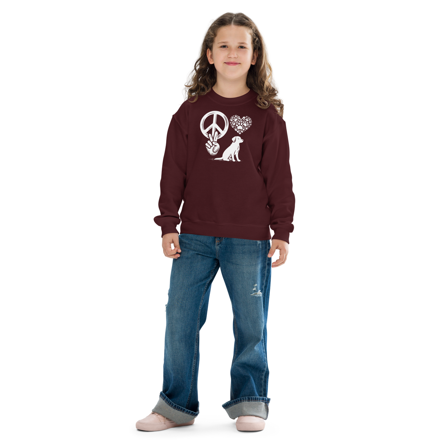 Harmony Unleashed - Peace-Love-Dog - Youth Sweatshirt