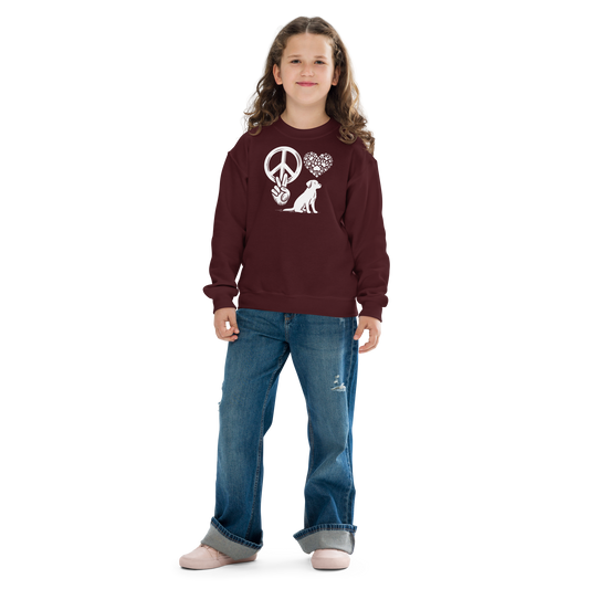 Harmony Unleashed - Peace-Love-Dog - Youth Sweatshirt