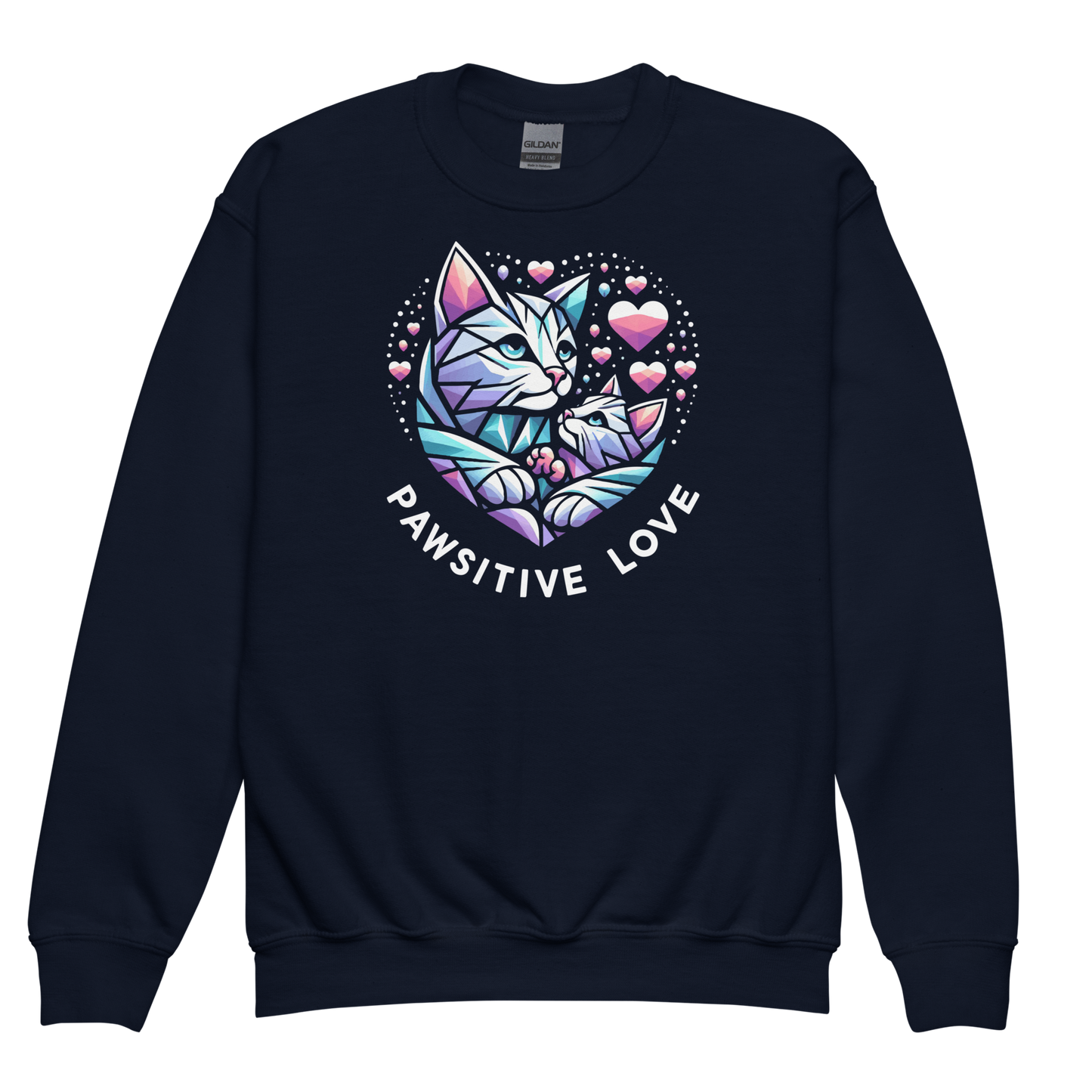 Geometric Whiskerheart - Pawsitive Love - Youth Sweatshirt