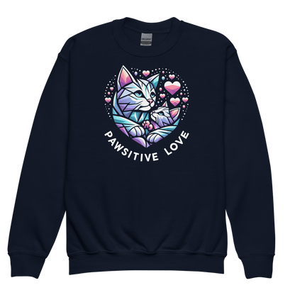 Geometric Whiskerheart - Pawsitive Love - Youth Sweatshirt