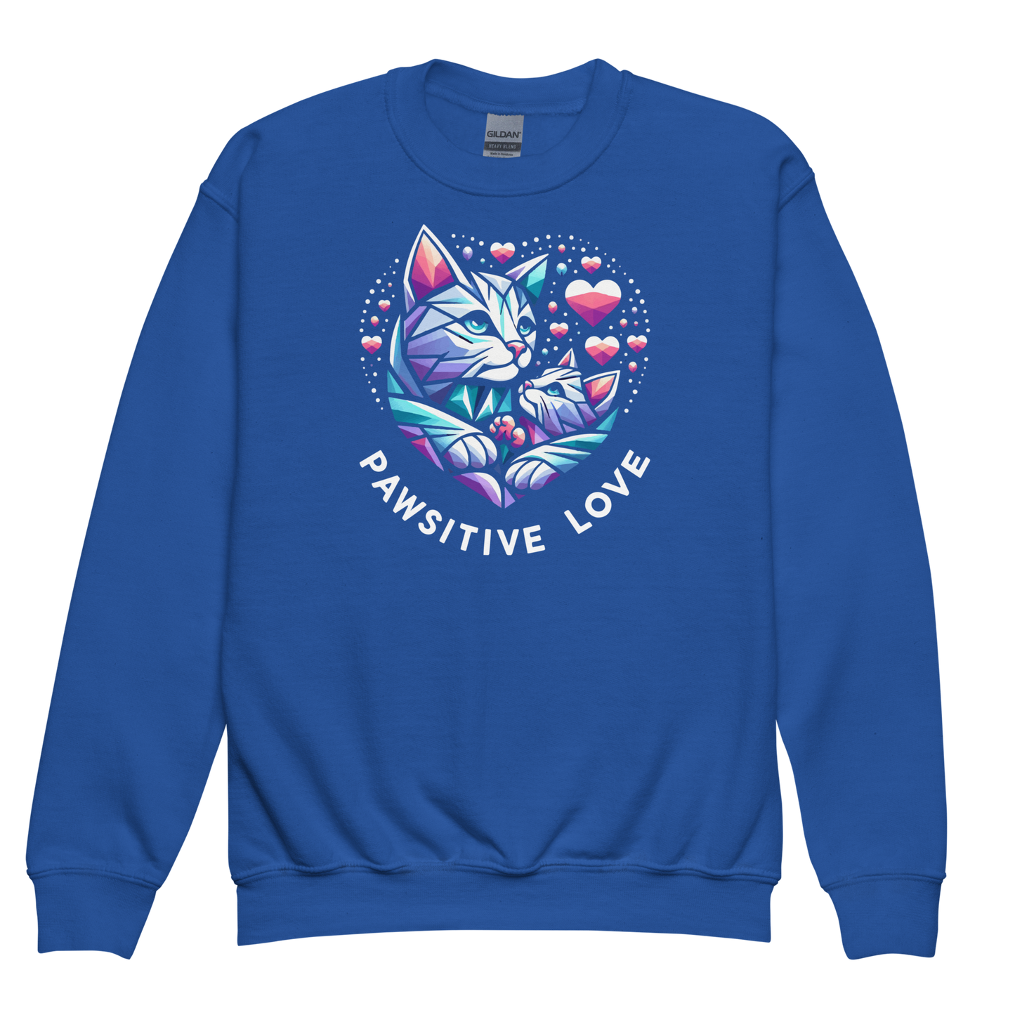 Geometric Whiskerheart - Pawsitive Love - Youth Sweatshirt