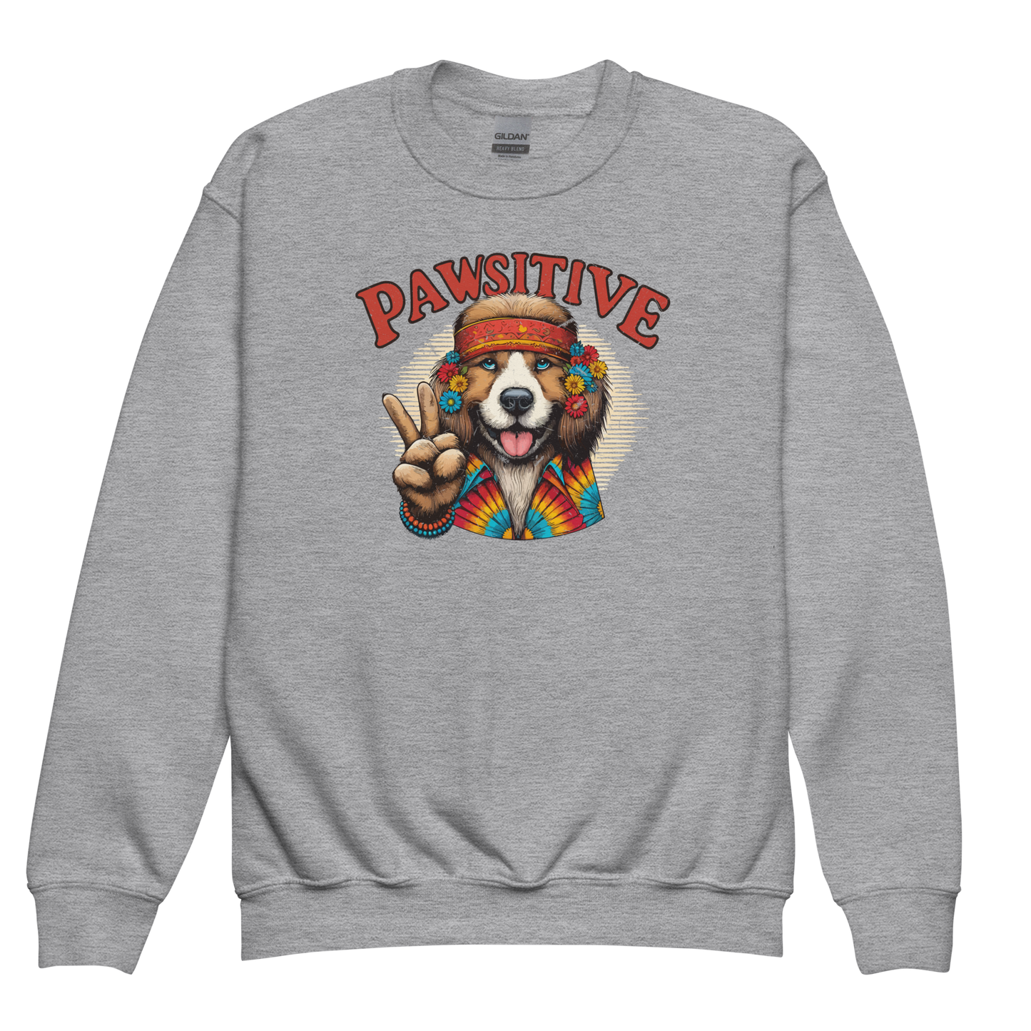 Groovy Canine Vibes - Pawsitive Peace - Youth Sweatshirt