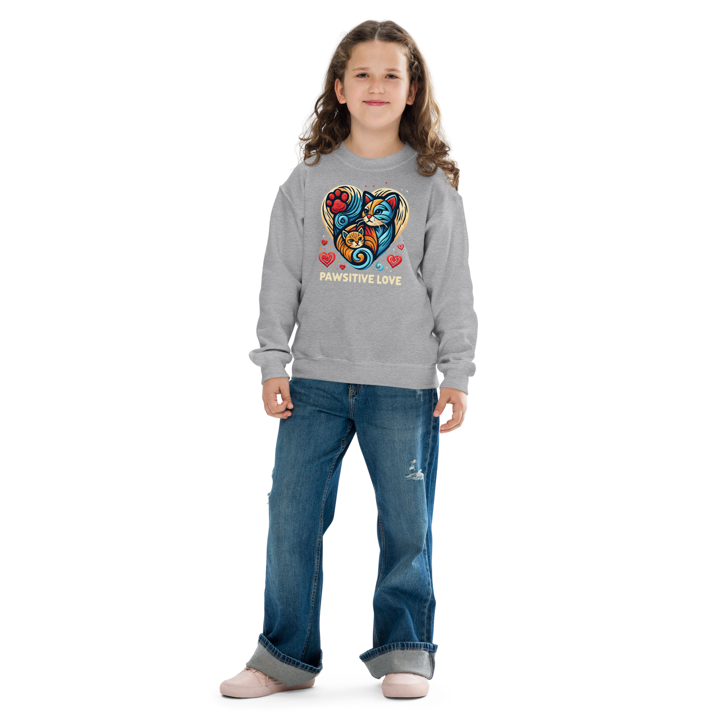 Feline Harmony - Pawsitive Love - Youth Sweatshirt