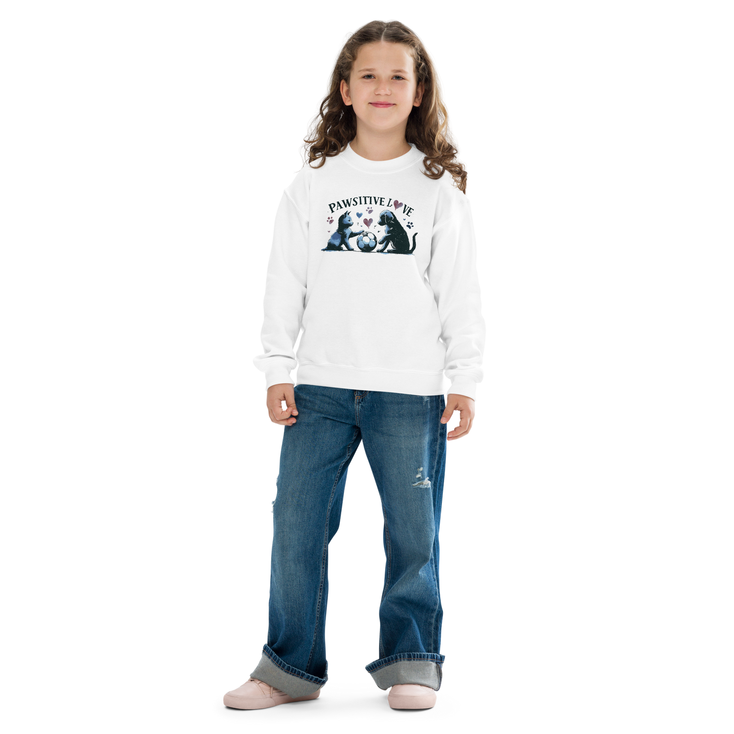 Azure Harmony - Pawsitive Love - Youth Sweatshirt