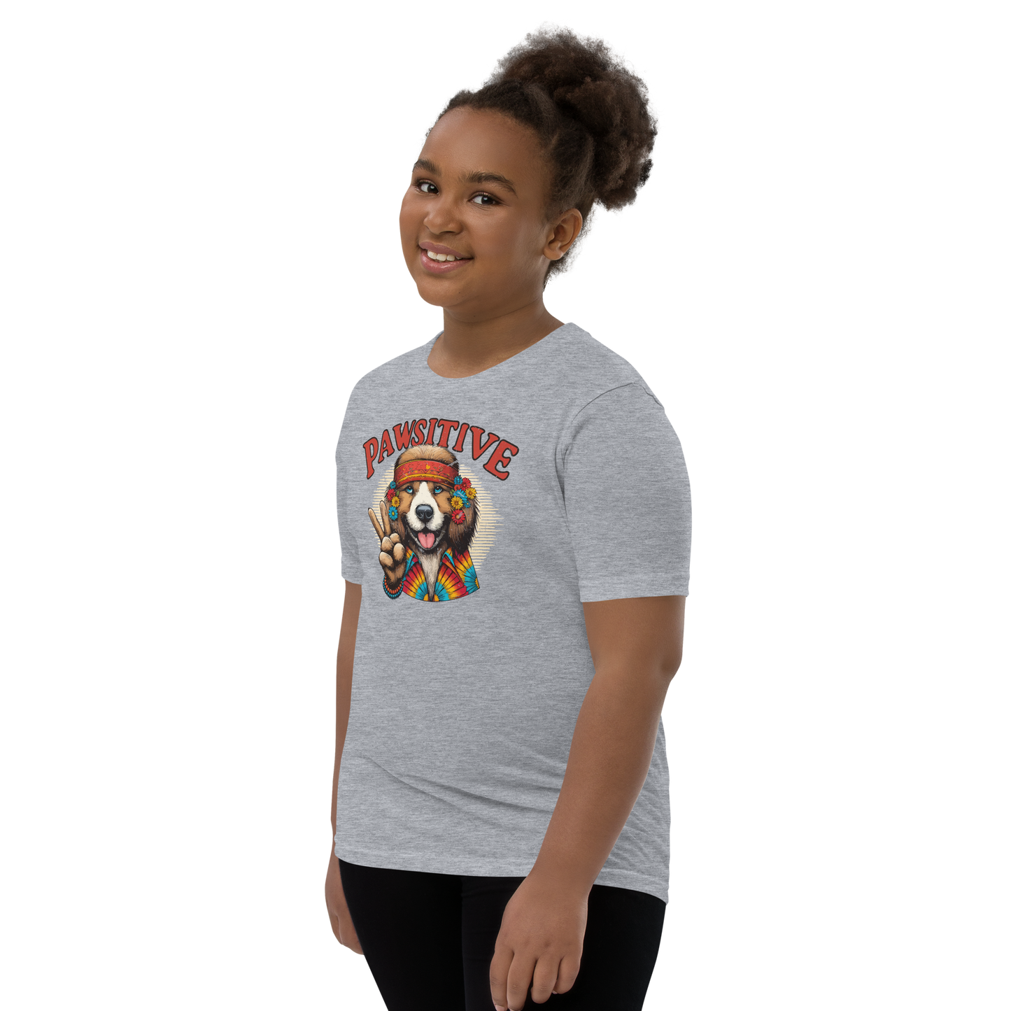 Groovy Canine Vibes - Pawsitive Peace - Youth Signature Tee