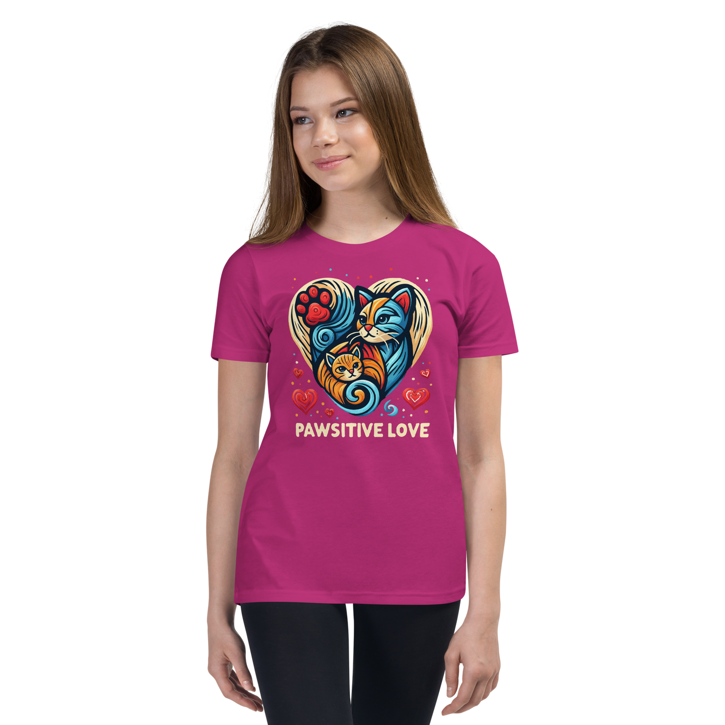 Feline Harmony - Pawsitive Love - Youth Signature Tee