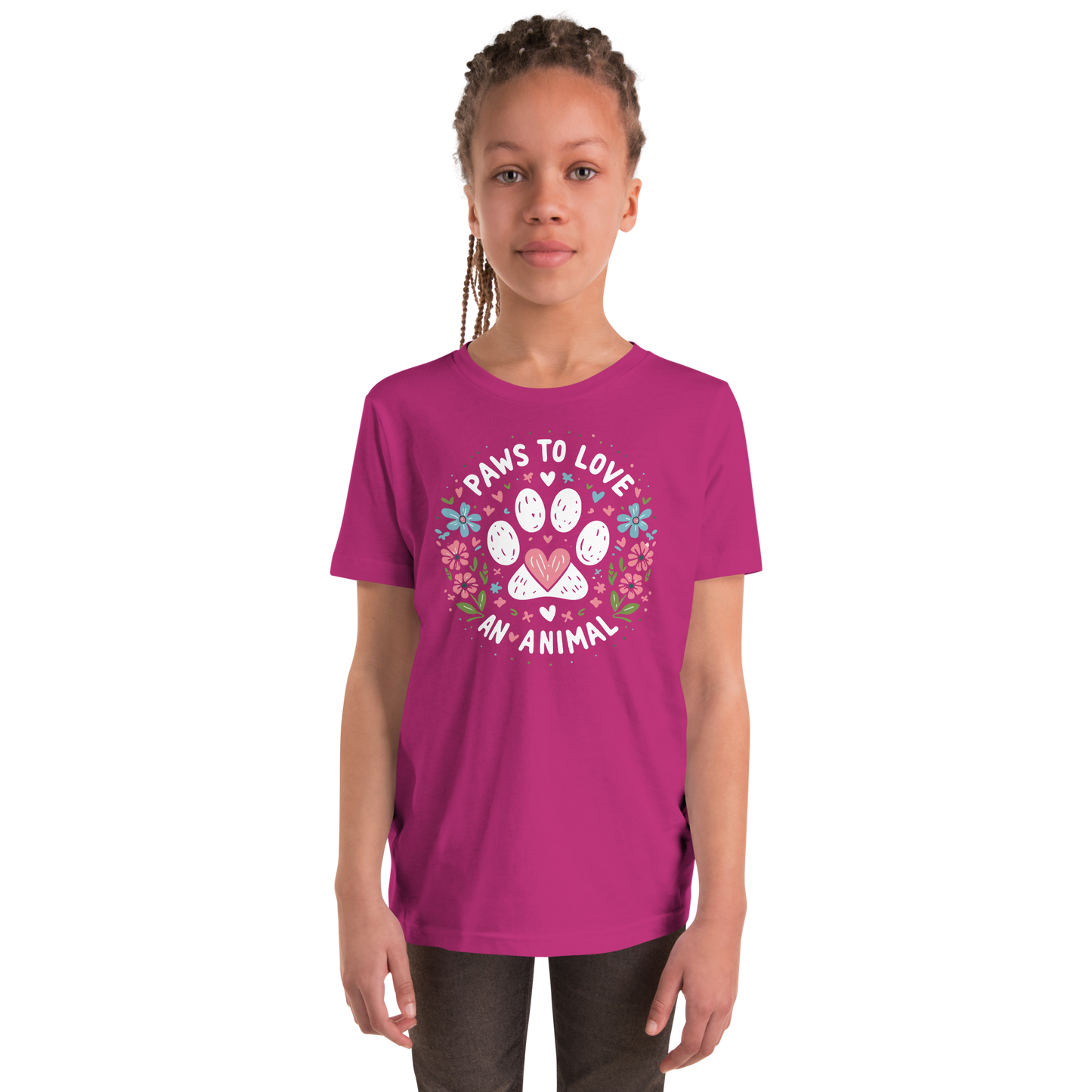 Floral Pawprints - Paws to Love - Youth Signature Tee