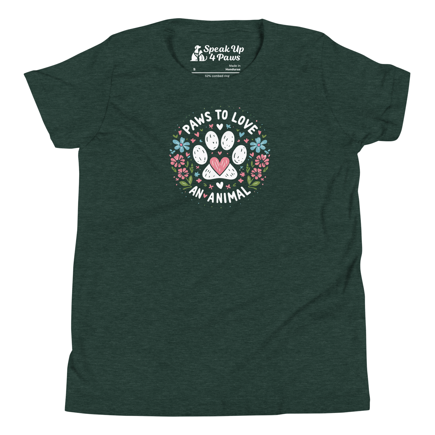 Floral Pawprints - Paws to Love - Youth Tee