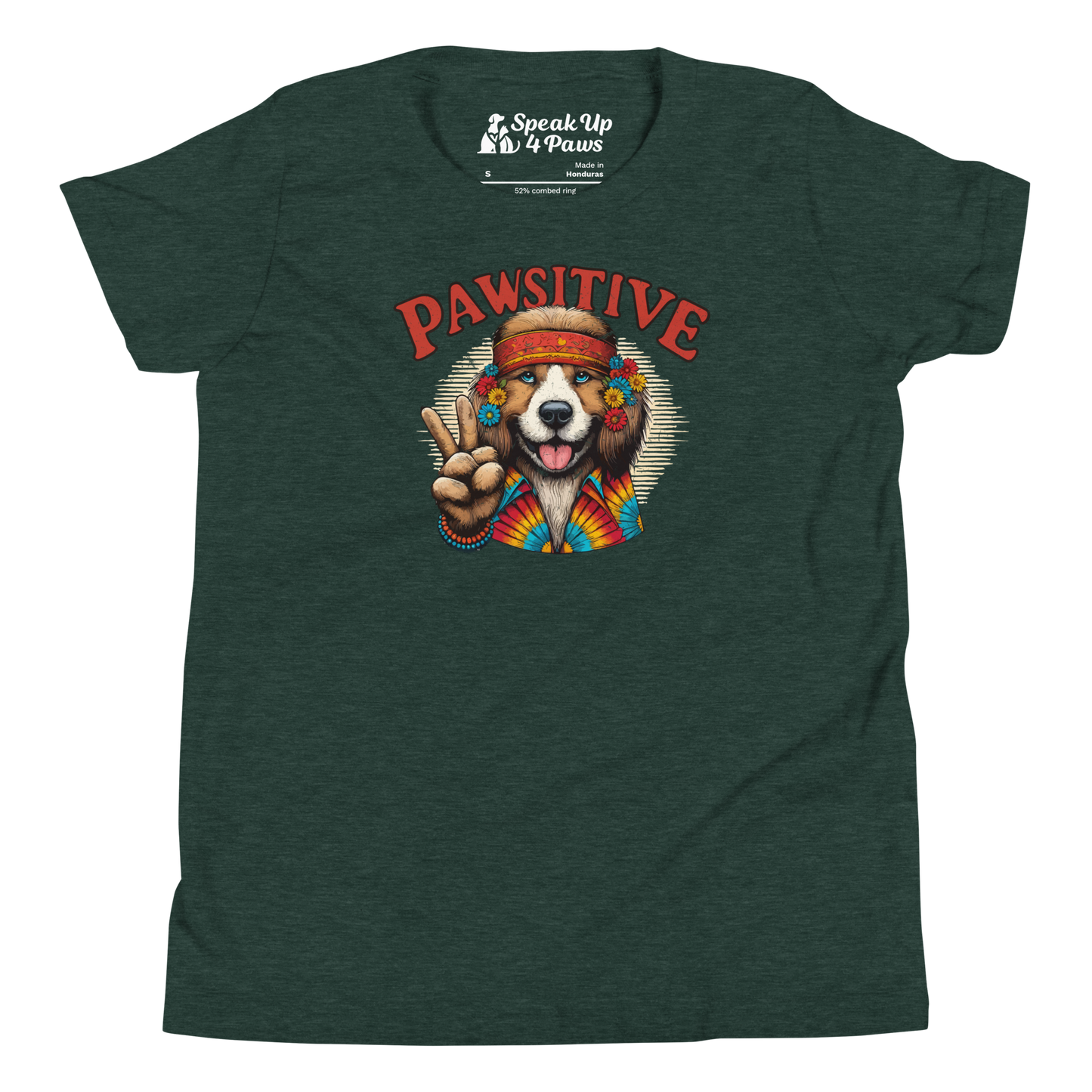 Groovy Canine Vibes - Pawsitive Peace - Youth Tee