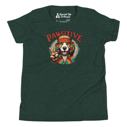 Groovy Canine Vibes - Pawsitive Peace - Youth Tee