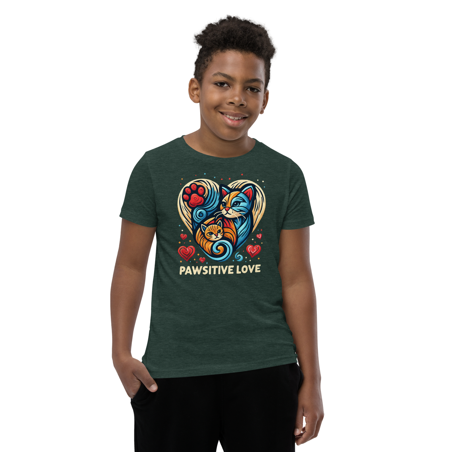 Feline Harmony - Pawsitive Love - Youth Signature Tee