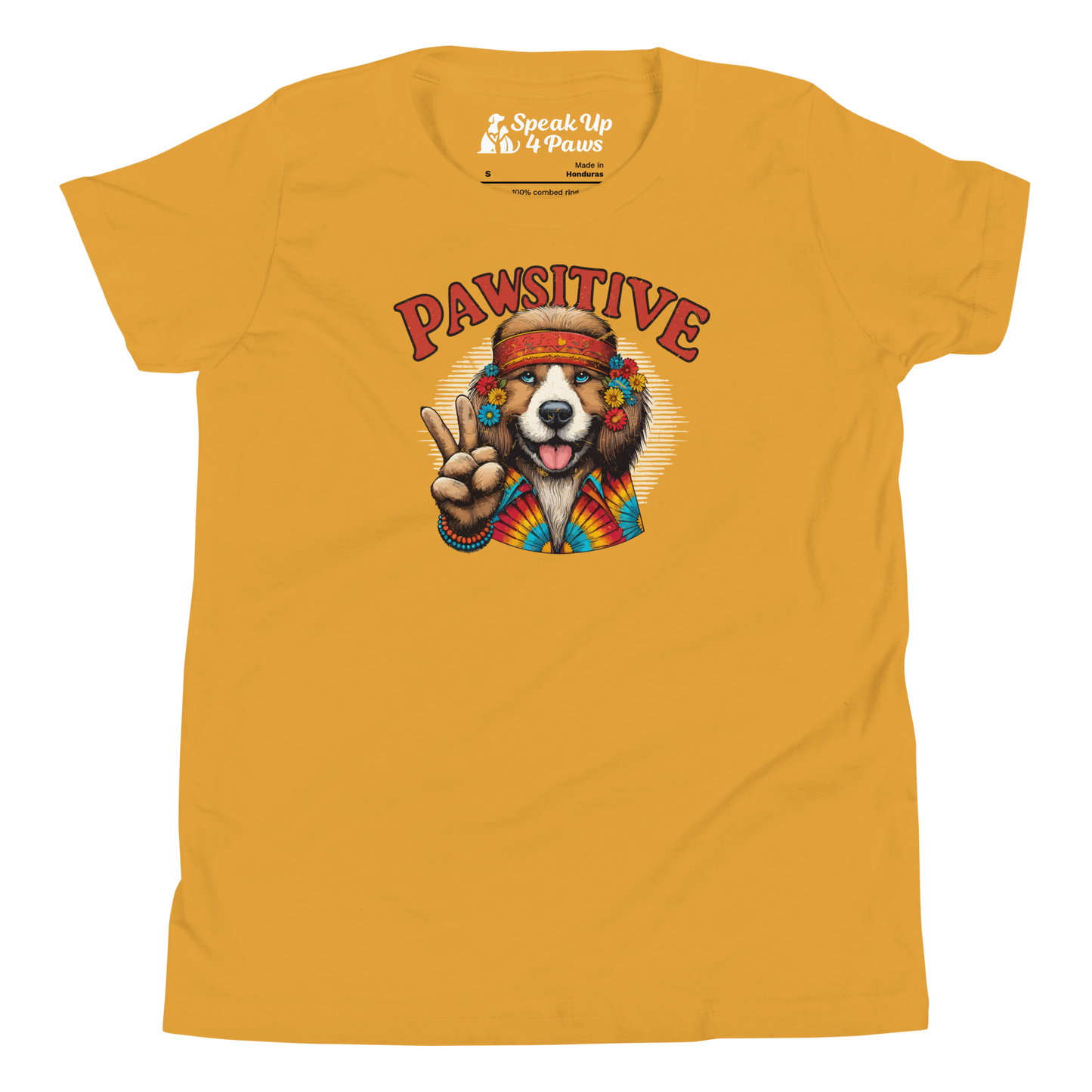 Groovy Canine Vibes - Pawsitive Peace - Youth Tee