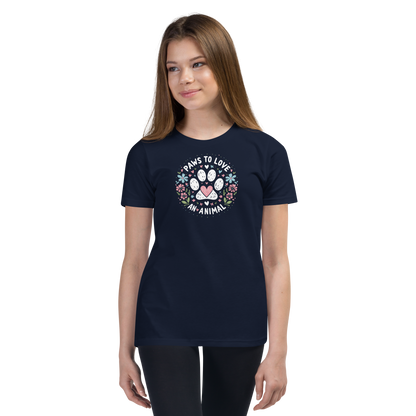 Floral Pawprints - Paws to Love - Youth Tee