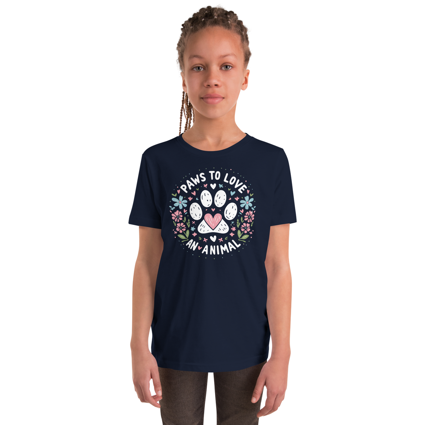 Floral Pawprints - Paws to Love - Youth Signature Tee