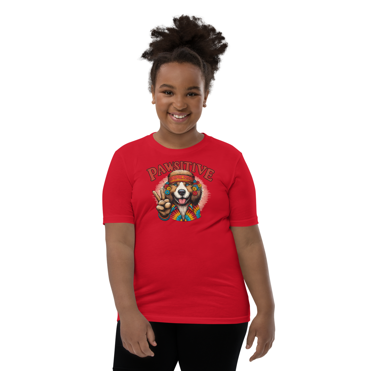 Groovy Canine Vibes - Pawsitive Peace - Youth Tee