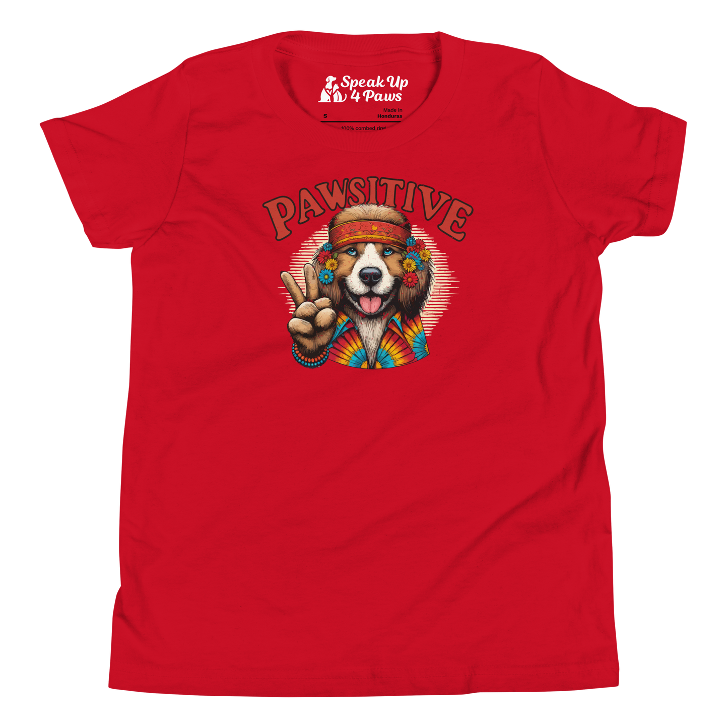 Groovy Canine Vibes - Pawsitive Peace - Youth Tee