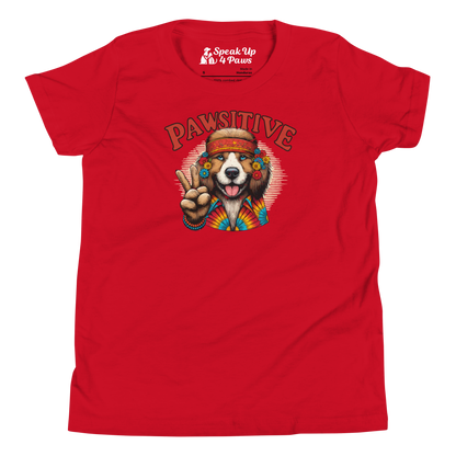 Groovy Canine Vibes - Pawsitive Peace - Youth Tee